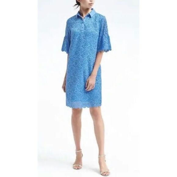 Banana Republic Petite Flutter Sleeve Lace Dress Size SP - Picture 1 of 11